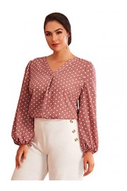 Floerns Women's Plus Size Polka Dot Long Lantern Sleeve Blouse Top - Moj look - $17.99  ~ 15.45€