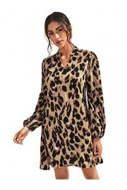 Floerns Women's V Neck Leopard Print Shift Short Dress - Il mio sguardo - $23.99  ~ 20.60€