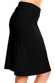 Flowy Skirts for Women Knee Length a Line High Waisted Flared Skirt - USA - My look - $12.99 