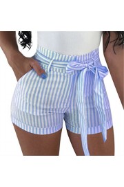 GOBLES Women's Sexy Hot Pants High Waisted Striped Casual Summer Bow Shorts - Mi look - $35.99  ~ 30.91€