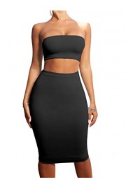 GOBLES Women's Sexy Off The Shouler Tops Midi Skirt Bodycon Dress 2 Piece Outfits - Moj look - $35.99  ~ 30.91€