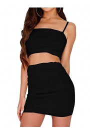 GOBLES Women's Sexy Ruched 2 Piece Outfits Spaghetti Strap Club Mini Dress - My look - $35.99 