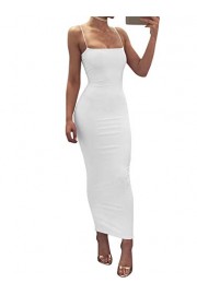 GOBLES Women's Sexy Slim Bodycon Spaghetti Strap Off Shoulder Long Club Dress - Moj look - $35.99  ~ 30.91€