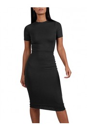 GOBLES Womens Summer 2 Piece Outfits Bodycon Short Sleeve Midi Pencil Dress - My look - $35.99 