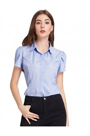 GRACE KARIN Womens Collared Short Sleeve Blouse Button-Down Shirt CLAF0256 - My时装实拍 - $15.99  ~ ¥107.14