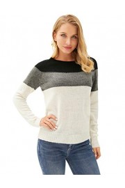 GRACE KARIN Women's Long Sleeve Color Block Knit Pullover Sweater Blouse Top - My look - $15.99 