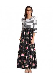 GRACE KARIN Women's Striped Floral Print Maxi Dress With Pockets - My时装实拍 - $23.99  ~ ¥160.74