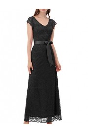 Gardenwed Women's Retro Floral Lace Dress Long Vintage Bridesmaid Dress with Cap Sleeves - My时装实拍 - $32.99  ~ ¥221.04