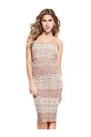 G by GUESS Women's Allie Strapless Floral Lace Midi Dress - O meu olhar - $64.99  ~ 55.82€