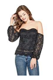 G by GUESS Women's Valentia Lace Off-The-Shoulder Top - O meu olhar - $44.99  ~ 38.64€