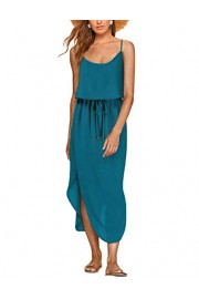 GloryStar Women's Summer Dress Adjustable Spaghetti Strap Split Beach Casual Midi Dress - Myファッションスナップ - $21.99  ~ ¥2,475