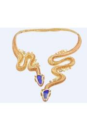 Gold and Blue Snake Necklace - Mój wygląd - 