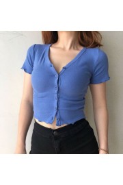 Grey short-sleeved slim-fit short-sleeved T-shirt with V-neck fungus - Mein aussehen - $27.99  ~ 24.04€