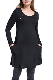 HAIDE99 Women's Long Sleeve Pocket Casual Loose Tunic Tops Button Dress - My look - $9.99 