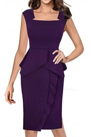 HOMEYEE Women's Ruffle Sleeveless Business Bodycon Peplum Dress B446 - Myファッションスナップ - $30.99  ~ ¥3,488