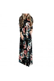 HOOYON Women's Casual Floral Printed Long Maxi Dress with Pockets(S-5XL),Black,Large - Moj look - $14.99  ~ 12.87€