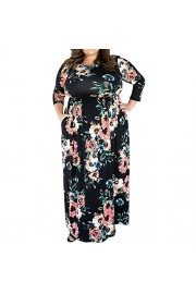 HOOYON Women's Casual Floral Printed Long Maxi Dress with Pockets(S-5XL),Black Plus,X-Large - Moj look - $12.99  ~ 11.16€