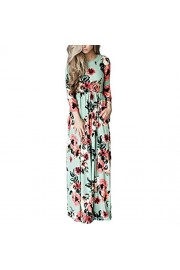 HOOYON Women's Casual Floral Printed Long Maxi Dress with Pockets(S-5XL),Green,XX-Large - Moj look - $18.99  ~ 16.31€