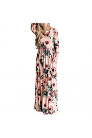 HOOYON Women's Casual Floral Printed Long Maxi Dress with Pockets(S-5XL),Pink,Small - O meu olhar - $18.99  ~ 16.31€