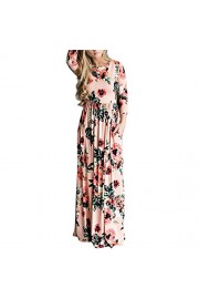 HOOYON Women's Casual Floral Printed Long Maxi Dress with Pockets(S-5XL),Pink,Small - Mi look - $18.99  ~ 16.31€