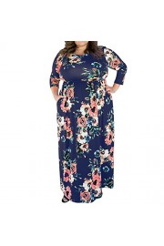 HOOYON Women's Casual Floral Printed Long Maxi Dress with Pockets(S-5XL),Royal Blue Plus,XX-Large - Moj look - $19.99  ~ 17.17€