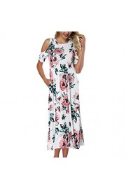 HOOYON Women's Casual Floral Printed Long Maxi Dress with Pockets(S-5XL),Short White 2,Medium - Moj look - $16.99  ~ 14.59€