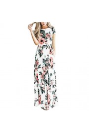 HOOYON Women's Casual Floral Printed Long Maxi Dress with Pockets(S-5XL),White Short,X-Large - O meu olhar - $14.99  ~ 12.87€
