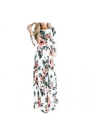 HOOYON Women's Casual Floral Printed Long Maxi Dress with Pockets(S-5XL),White,Small - O meu olhar - $18.99  ~ 16.31€
