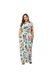 HOOYON Women's Casual Floral Printed Long Maxi Plus Size Dress with Pockets Green 4XL - O meu olhar - $12.99  ~ 11.16€