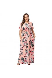 HOOYON Women's Casual Floral Printed Long Maxi Plus Size Dress with Pockets Pink 5XL - O meu olhar - $12.99  ~ 11.16€