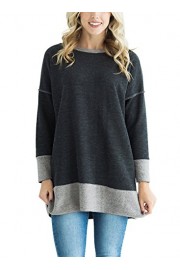 HOTAPEI Women Casual Long Sleeve Crewneck Sweatshirt Loose T Shirt Blouses Tops With Side Slit - My look - $23.99 