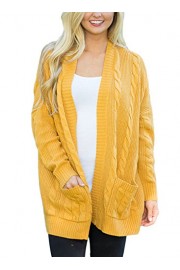 HOTAPEI Women's Casual Open Front Cable Knit Cardigan Long Sleeve Sweater Coat With Pocket - O meu olhar - $29.99  ~ 25.76€