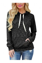 HOTAPEI Women's Coral Lace Accent Pullover Hoodie Sweatshirt With Kangaroo Pocket - My look - $15.99  ~ £12.15