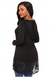 HOTAPEI Women's Long Sleeve Hooded Blouses Lace Hem High Low Loose Tunic Tops S-XXL - Moj look - $17.99  ~ 15.45€