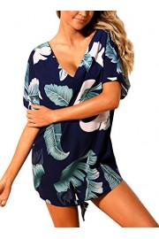 HOTAPEI Women's Tie The Knot V Neck Floral Swimsuit Bikini Bathing Suit Beach Cover up - My look - $15.19 