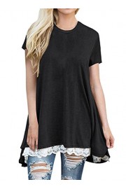 HOTAPEI Women's Tops Short Sleeve Lace Scoop Neck A-Line Tunic Blouse - Moj look - $13.99  ~ 12.02€