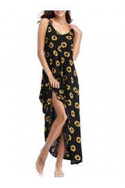 HUHOT Women Sleeveless V Neck Boho Floral Adjustable Spaghetti Strap Maxi Dress Sundress - Moj look - $24.99  ~ 21.46€
