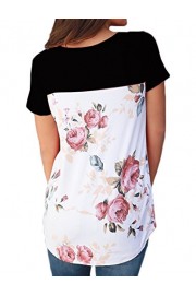 Halife Women's Floral Print Criss Cross Front Short Sleeve T Shirts Blouses Tops - My look - $19.99  ~ £15.19