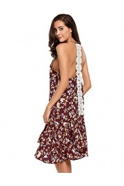 Halife Women's Sexy Flowy Open Back Backless Summer Swing Lace Mini Dress w/Ruffle Hem - Moj look - $6.99  ~ 6.00€