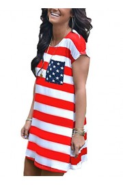 Happy Sailed Women American Flag Stripes Print Swing Tunic Casual Mini Dress - My look - $16.99 