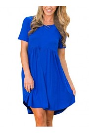 Happy Sailed Women Casual Plain Short Sleeve Tunic Womens Round Neck Loose T-Shirt Dresses - My look - $9.99 