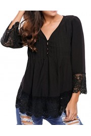 Happy Sailed Women Fashion Boho Lace V-Neck Sleeves Blouse Top S-XXL - My look - $9.99 