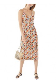 Happy Sailed Women Summer V Neck Casual Dresses Spaghetti Strap Button Down Slit Midi Dress - Mi look - $14.99  ~ 12.87€