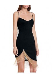Hego Mini Sexy Black Club Party Bandage Tassels Spaghetti Strap Dress for Women - My look - $69.00 