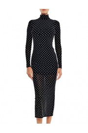 Hego Women's Black Polka Dot Long Sleeve Bandage Dress Club Night Out Midi for Special Occasion H5614 - My look - $139.00 
