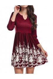 Hibelle Women's Long Sleeve Printed Swing Scallop Pleated Tunic Dress - Moj look - $45.99  ~ 39.50€