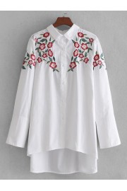 High Low Embroidery Shirt - Moj look - $25.00  ~ 21.47€