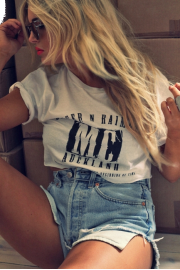 High Waist Short, White Tee, - Mój wygląd - 