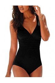 Hilor Women's One Piece Swimsuit Tummy Control Bathing Suits V Neck Swimwear Criss Cross Back - My look - $19.99 