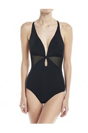 Hilor Women's One Piece Swimsuits Deep V Neck Swimwear Cutout Halter Monokinis Mesh Bathing Suits - My look - $9.99 